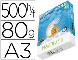 500h papel fotocopiadora Nautilus Superwhite  reciclado A3 80g/m²